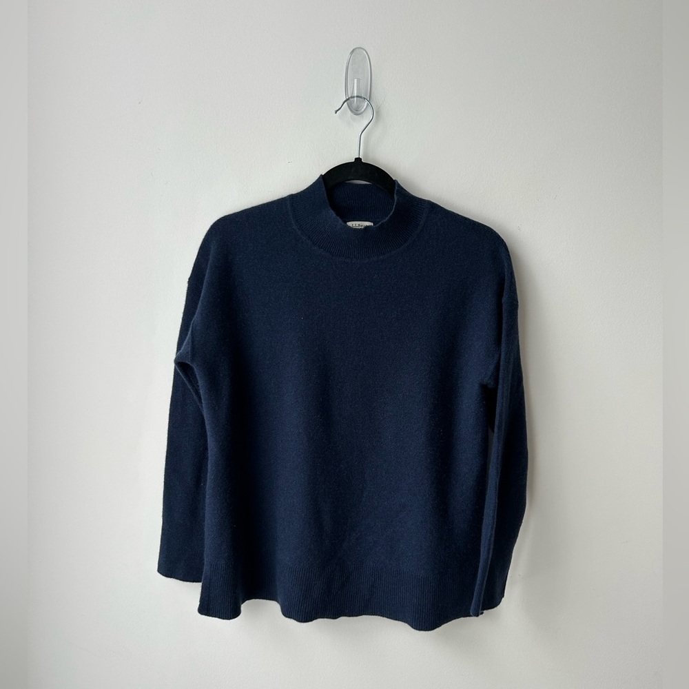 L.L Bean Respun Cashmere Sweater, Mockneck blue